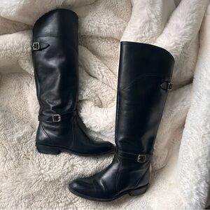 Frye Leather Double Buckle Riding Boots